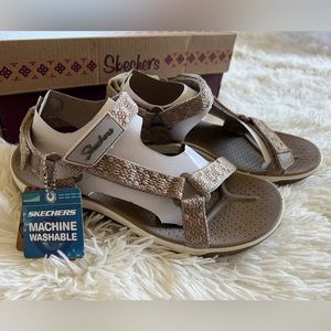Sketchers hiking walking sandals Reggie cup my bestie tan beige 6.5 taupe